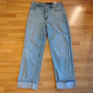 New Hollister Wide Leg Mom Dad Jean Women's 13R, 31 waist light wash, high rise